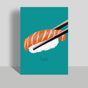 Sushi illustration sushi med laks